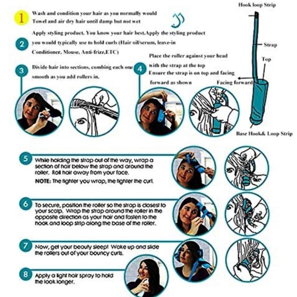 The Sleep Styler Foam Rollers Curlers - Blue 8ct Large (6 inch) Rollers - Picture 9 of 11